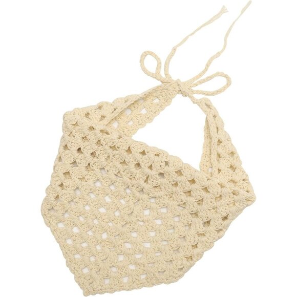 Women Cotton Triangle Head Scarf Handmade Crochet Hair Bandanas for Summer